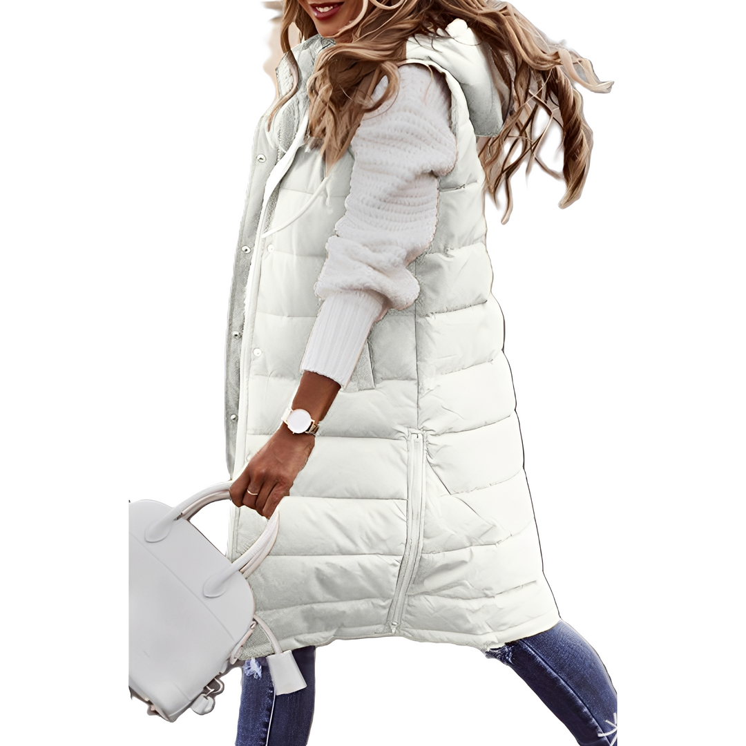 Brenna - Elegante lunga giacca in piuma per donne
